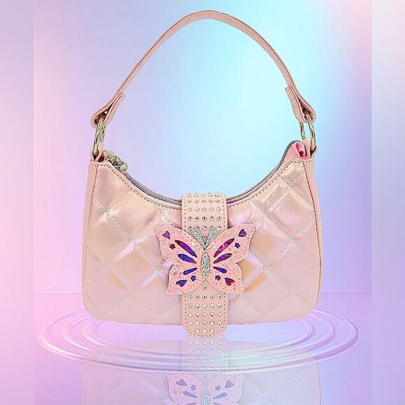 OMG ACCESSORIES ✨ Embellished Butterfly Quilted Shoulder Bag - Picture 2 of 8